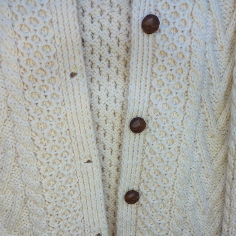 VTG Sheila Handknits 100% Pure Irish Wool Sweater Cardigan Women's Size Small - Picture 4 of 11
